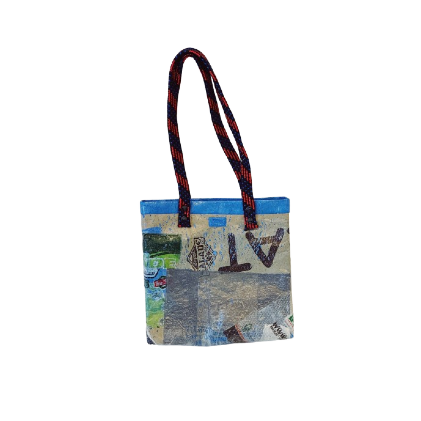 Bolsón Newspaper Pattern & Long Black/Red Handle